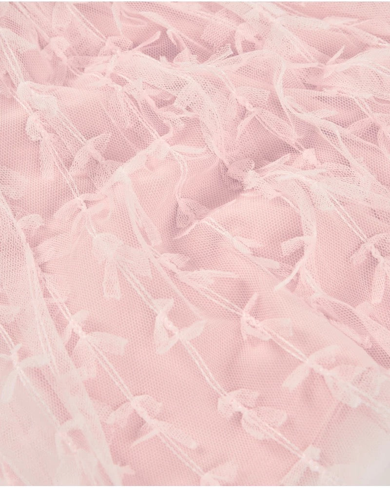 Girls’ pink tulle skirt with embroidery and elastic waistband