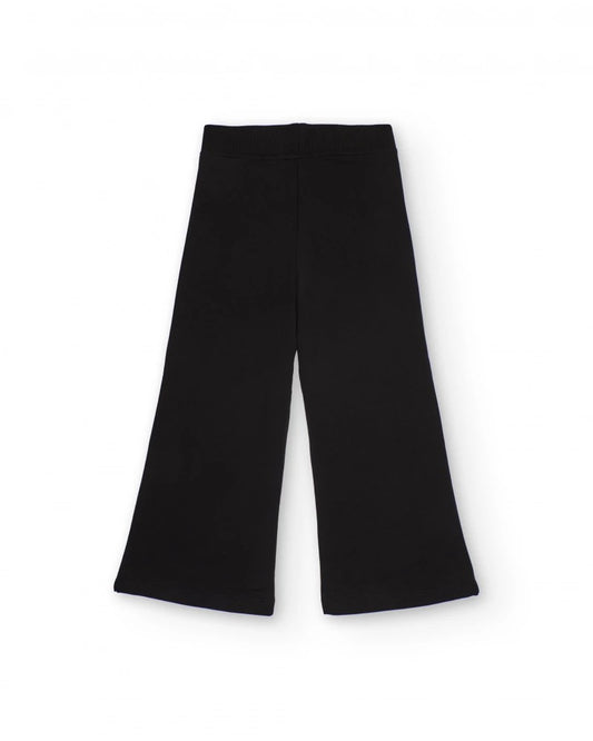 Black pants for girls with sequin floral appliqués