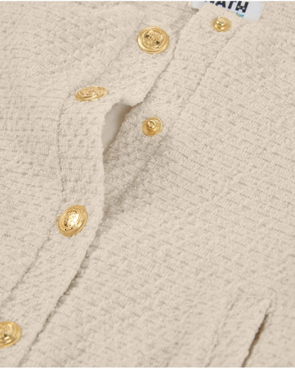 Girls’ cream knit jacket with gold buttons