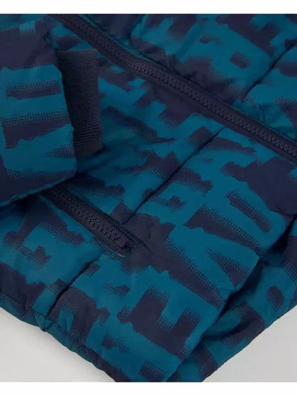 Boys’ navy padded coat with gamer print