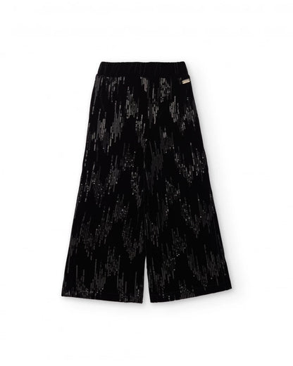 Girls’ black velvet trousers with sequins