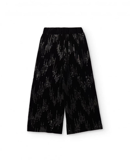 Girls’ black velvet trousers with sequins