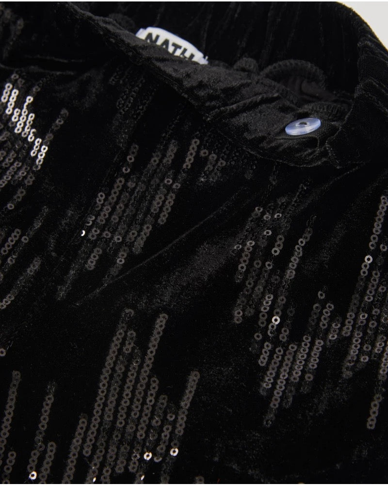 Girls’ black velvet trousers with sequins