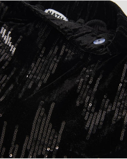 Girls’ black velvet trousers with sequins