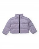 Silver padded jacket for girls with front zipper
