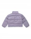 Silver padded jacket for girls with front zipper