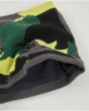 Boys’ knit set with hat and neck warmer in green and yellow camouflage print
