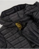Padded jacket for boy in black with hood and zip closure