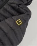 Padded jacket for boy in black with hood and zip closure