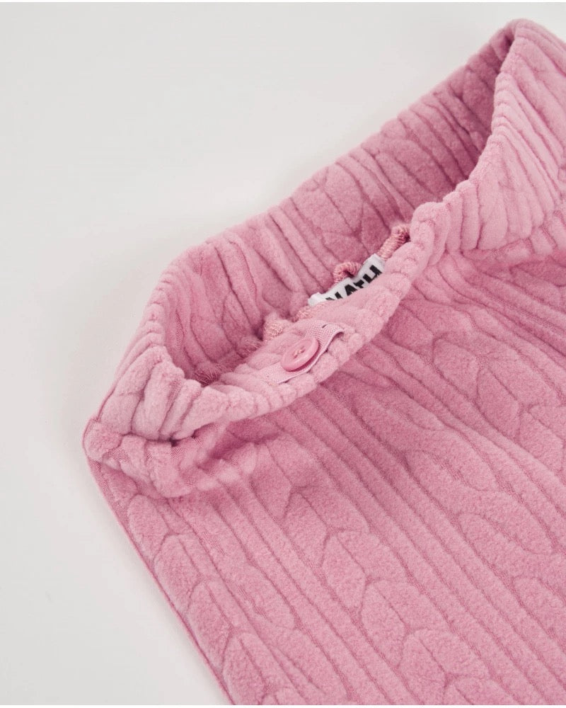 Girls’ long trousers in pink with cable knit and elastic waistband