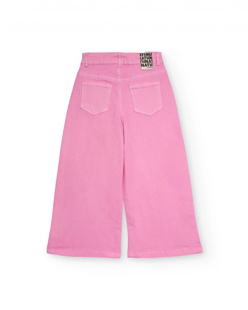 Girls' pink denim culotte pants