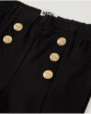 Girls’ black flared trousers with gold buttons