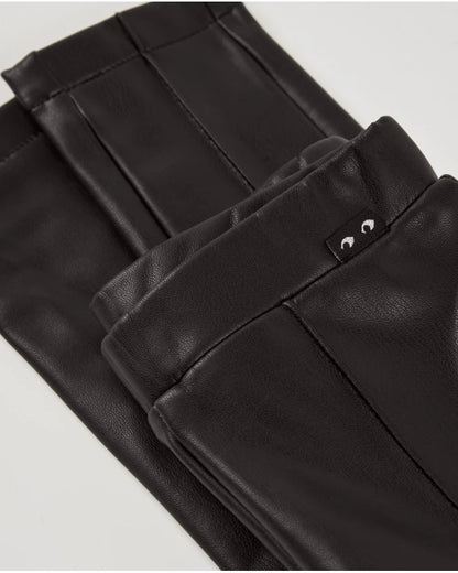 Girls’ black faux leather leggings with elastic waistband