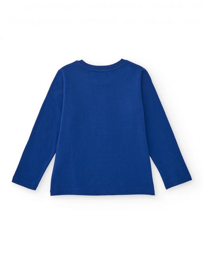 Blue long sleeve t-shirt for boys with dinosaur print