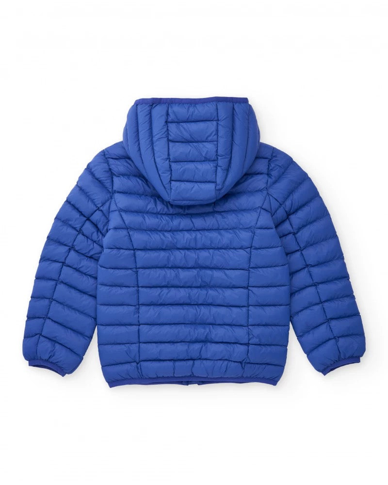 Padded jacket for boy blue with hood