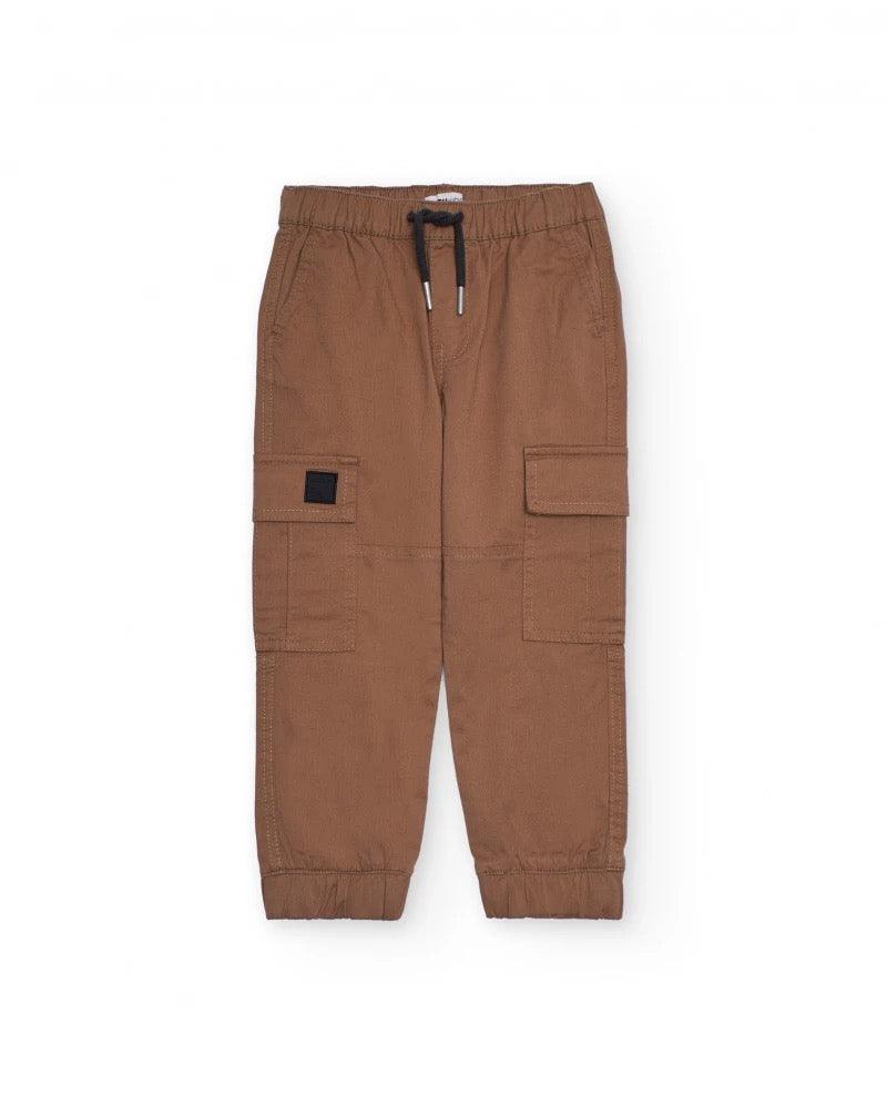 Brown cargo-style jogger pants for boys
