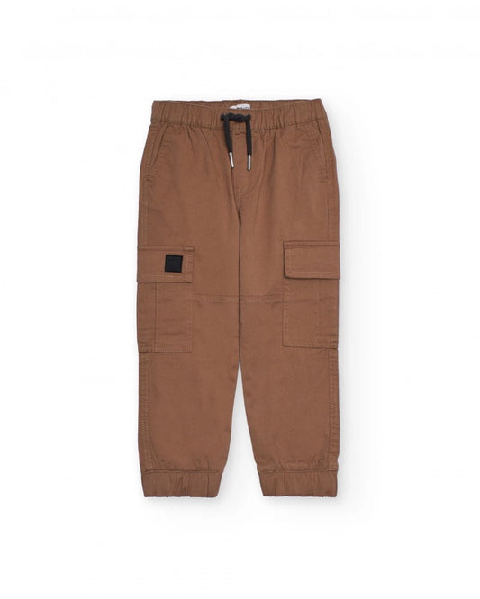 Brown cargo-style jogger pants for boys