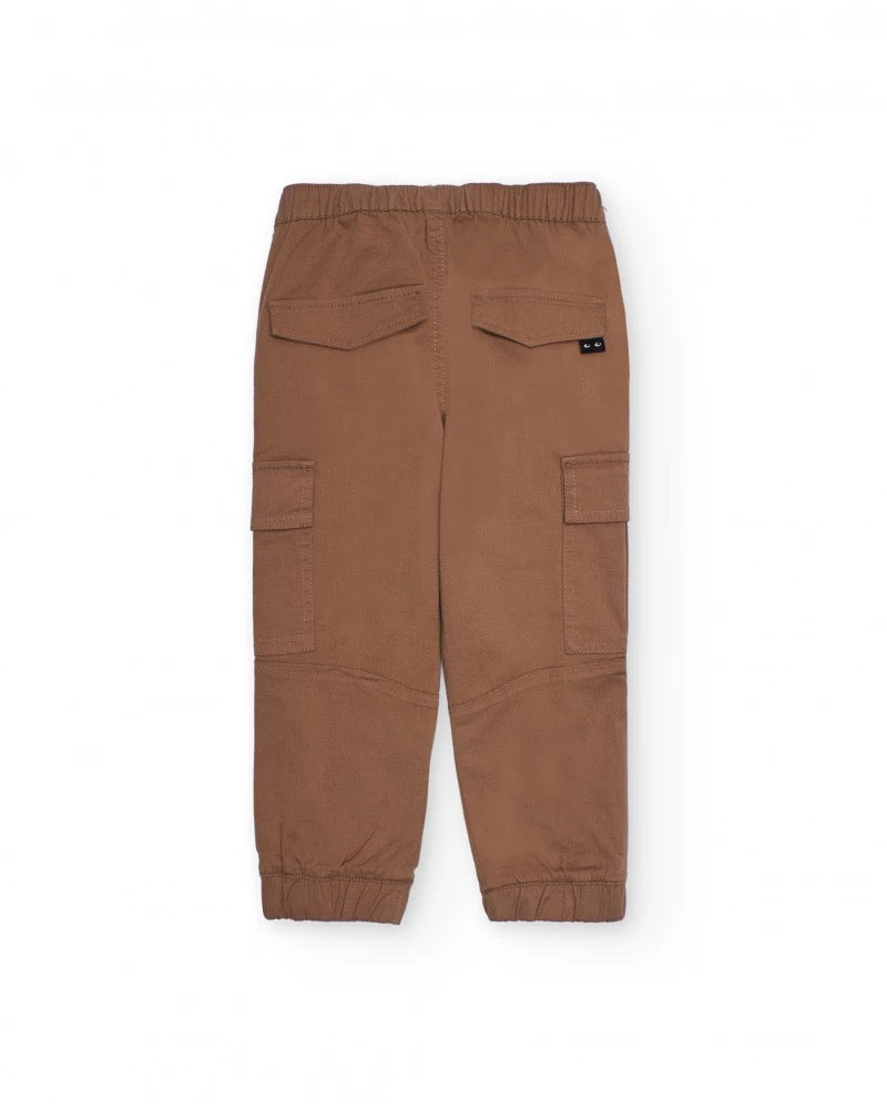 Brown cargo-style jogger pants for boys