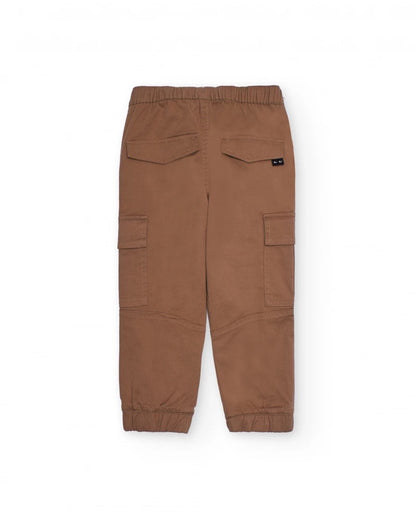 Brown cargo-style jogger pants for boys