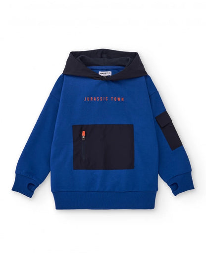 Blue hoodie for boys with city print