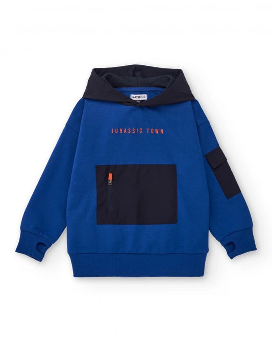 Blue hoodie for boys with city print