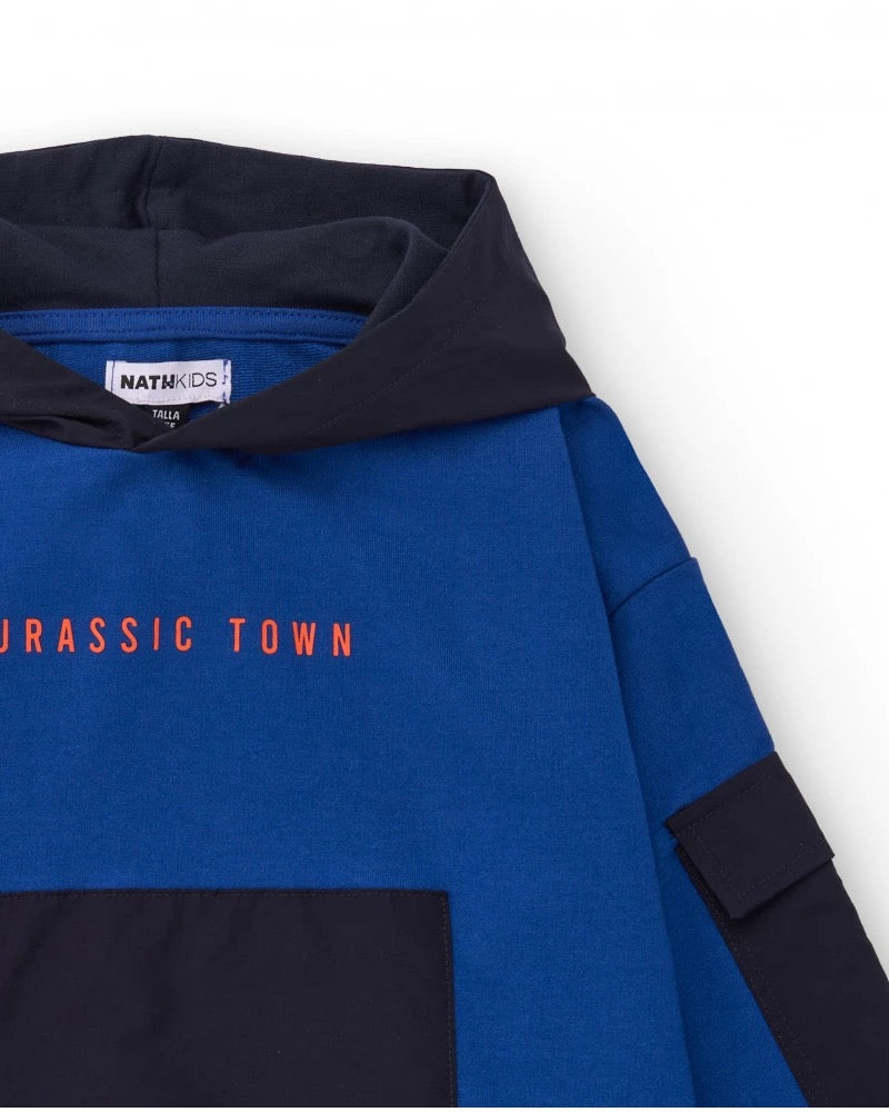 Blue hoodie for boys with city print
