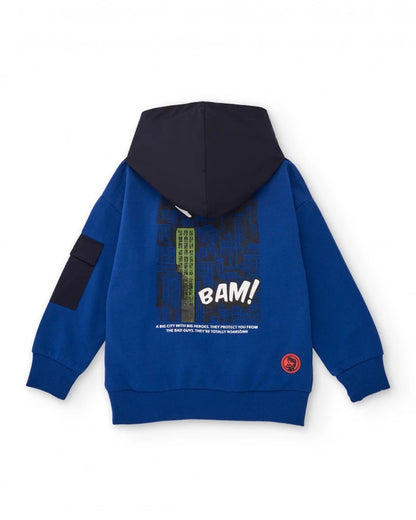 Blue hoodie for boys with city print