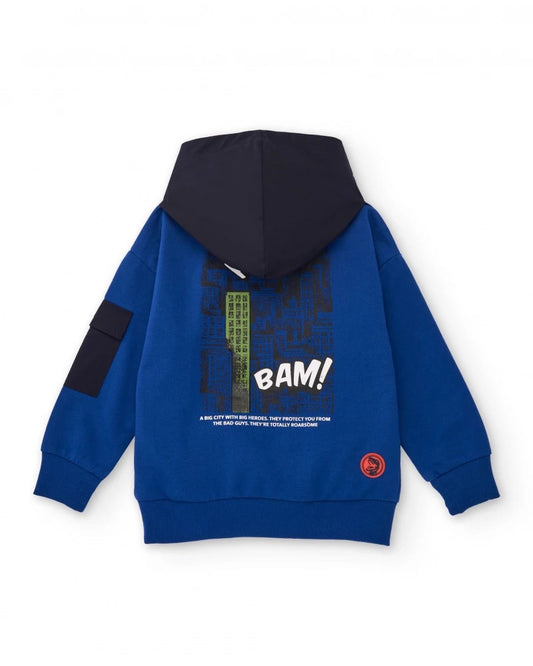 Blue hoodie for boys with city print
