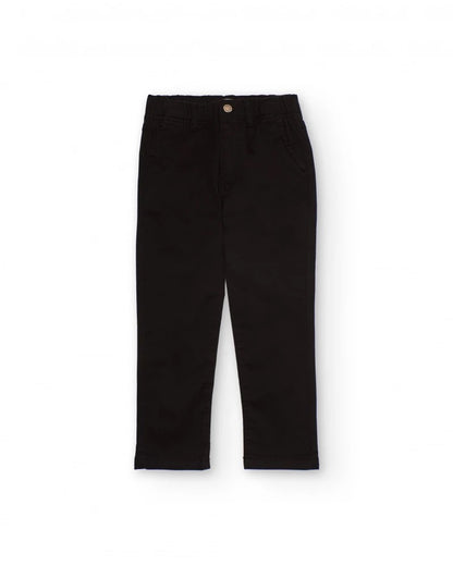 Black chino trousers for boys with elastic waistband