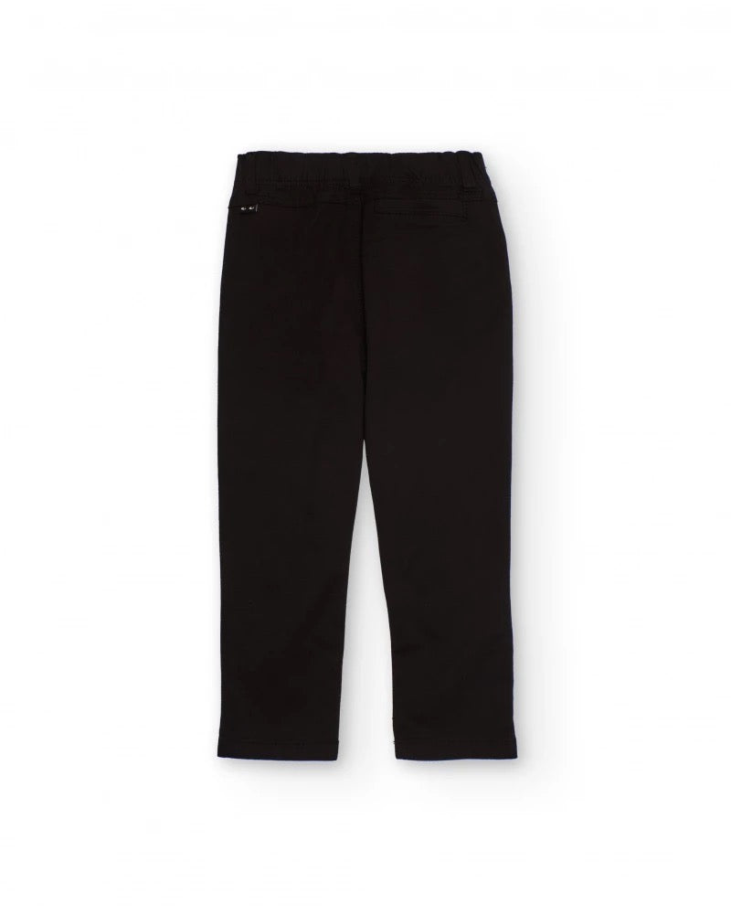 Black chino trousers for boys with elastic waistband