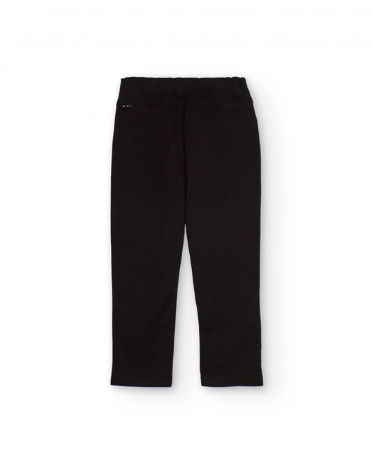 Black chino trousers for boys with elastic waistband