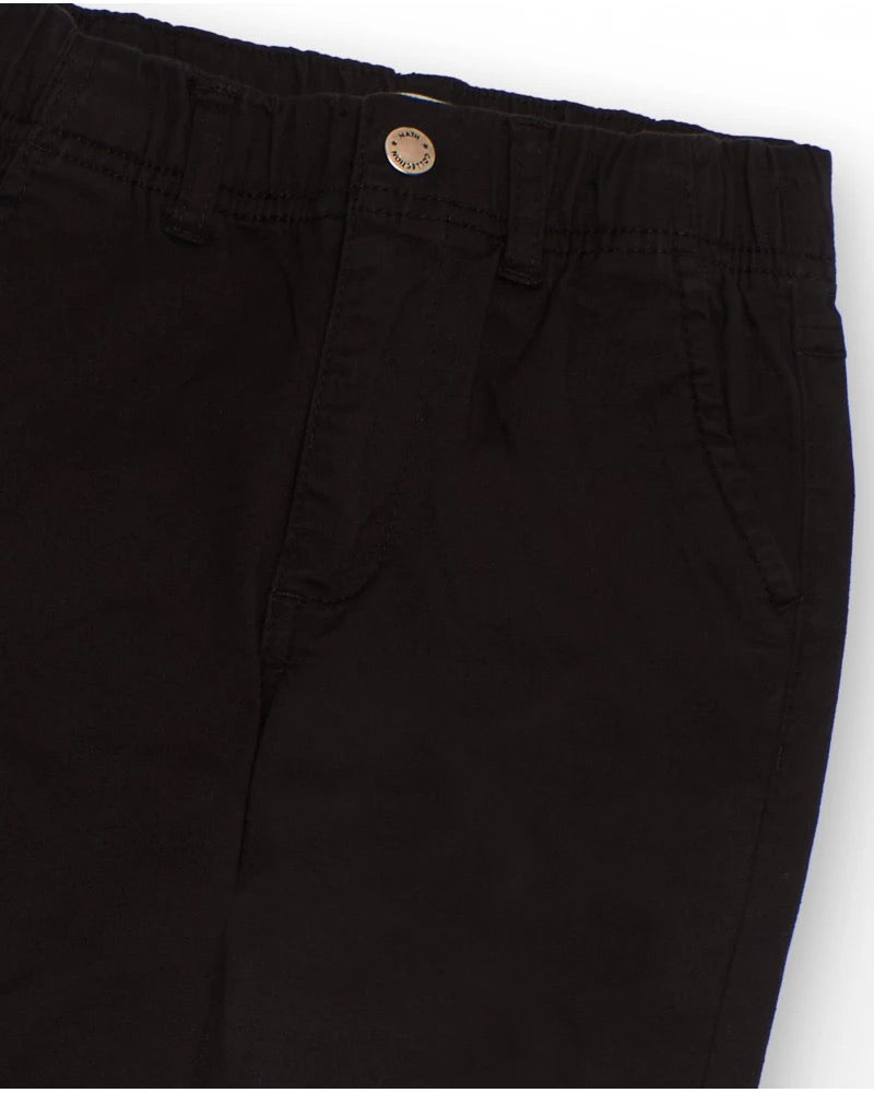 Black chino trousers for boys with elastic waistband