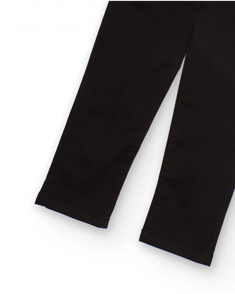 Black chino trousers for boys with elastic waistband