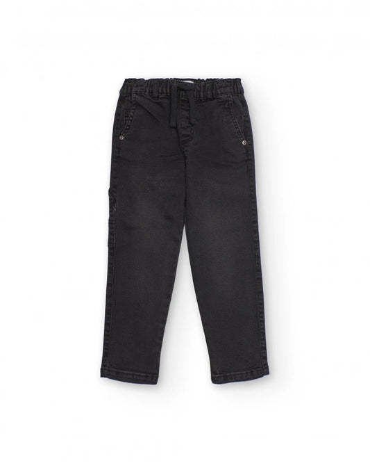 Black cargo pants for boys with elastic waistband