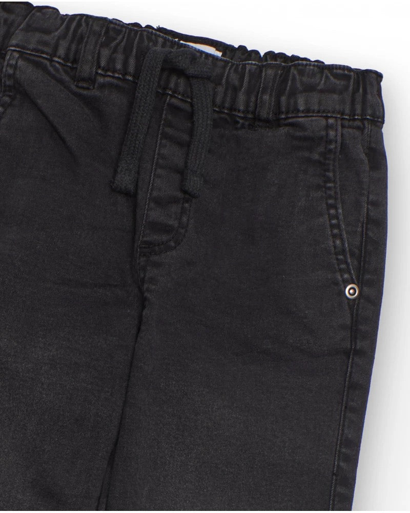Black cargo pants for boys with elastic waistband