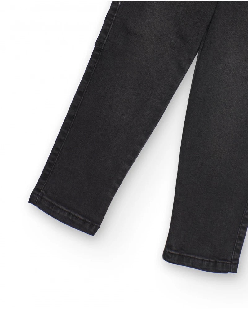 Black cargo pants for boys with elastic waistband