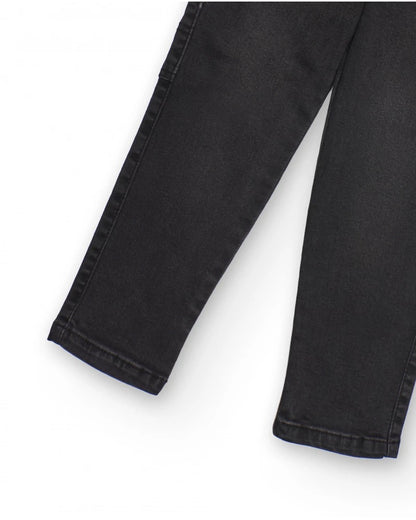 Black cargo pants for boys with elastic waistband