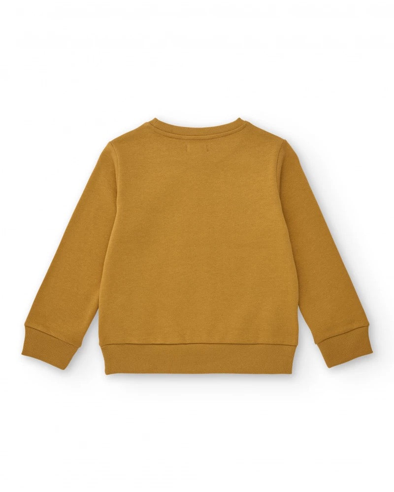 Mustard sweatshirt for boys with skater print