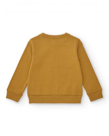Mustard sweatshirt for boys with skater print