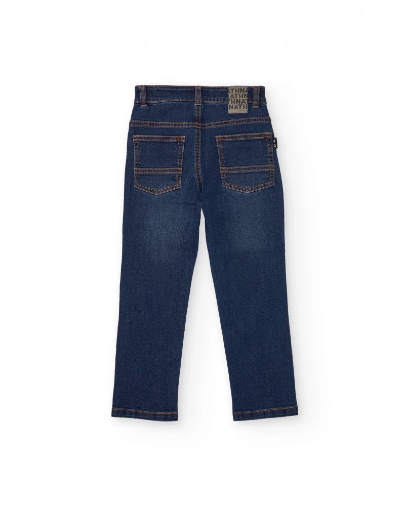 Dark blue long jeans for boys
