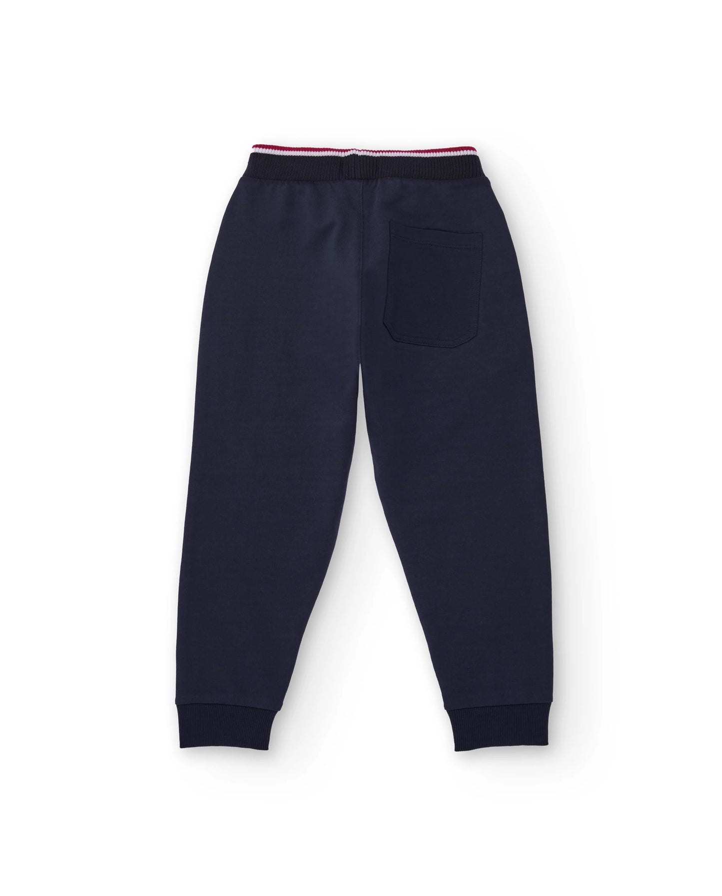Navy blue fleece pants with side stripes for boys