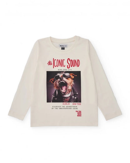 Off-white long sleeve t-shirt with rock dog print
