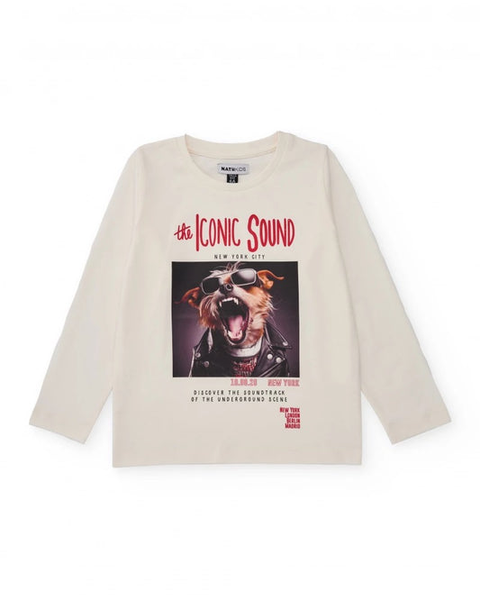 Off-white long sleeve t-shirt with rock dog print