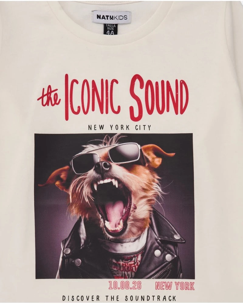 Off-white long sleeve t-shirt with rock dog print