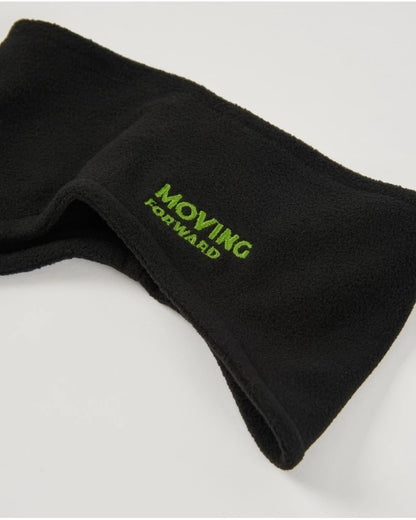 Boys’ black fleece headband and neck warmer set with fluorescent slogan