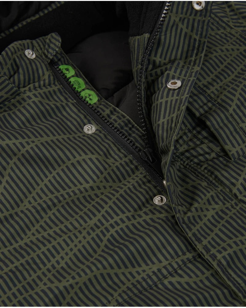 Boys’ green padded coat with geometric print