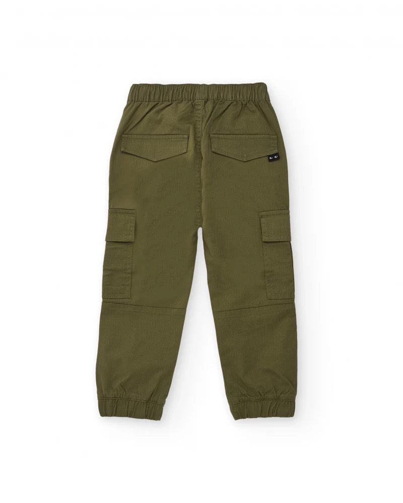 Boys' cargo pants in military green