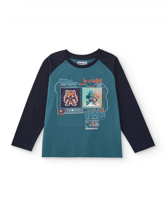 Long-sleeved t-shirt for boys with video game print