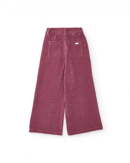 Girls’ wide-leg corduroy trousers in burgundy