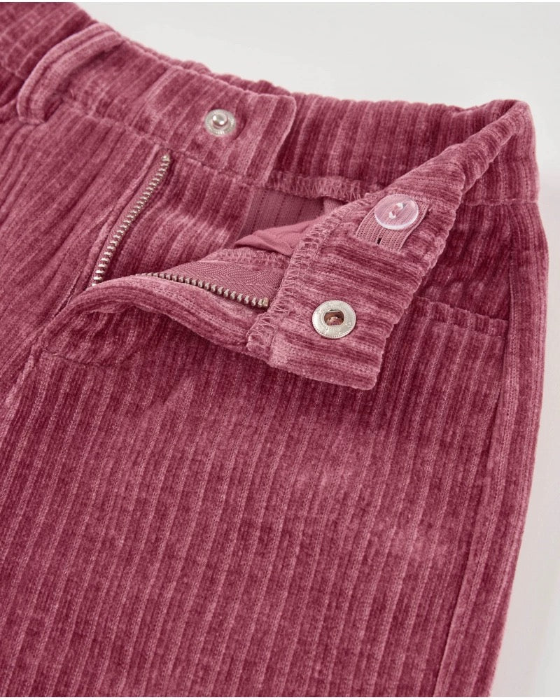 Girls’ wide-leg corduroy trousers in burgundy